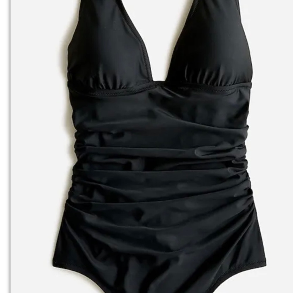 J.Crew Women's Ruched V-neck one piece swimsuit Bathing Suit Size 20 Black NWOT